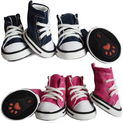 China New Pet Canvas Shoes Casual Waterproof Non-slip Soles Sports Stocked Breathable Comfortable Dog Shoes for sale