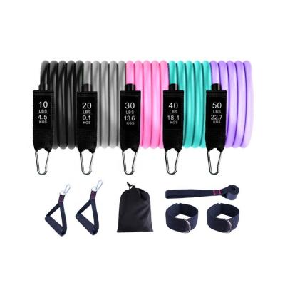 China Not Easy To Break Muscle Training Belt Women 11 Piece Fitness Gathering Pull Rope Kit Device Resistance Band Set for sale