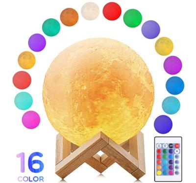 China Remote Control Led Light 18 cm Eco Friendly Multicolor Home Decoration Customized Levitating Moon Lamp Light 3d Print Moon Lamp en venta