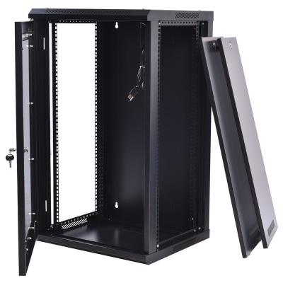 China 600*450 Inch Wall Mount Single Section Wall Mount Server Room 4u 6u 9u 12u 15U 18U Flat Pack Cabinet 19 Door Network Glass Cabinet for sale