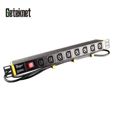 China Aluminum Alloy Reinforced Plastic PDU 1u C13 8 Way Rack PDU Power Strip 10A Power Distribution Units PDU Socket for sale