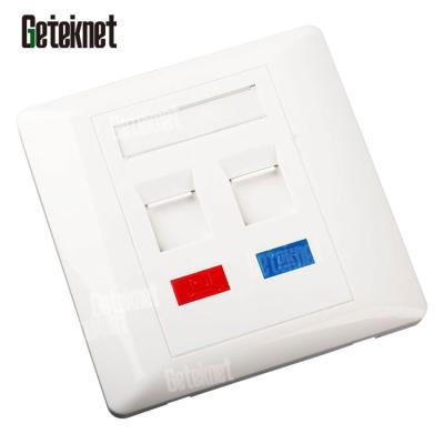 China Keystone Type ABS Faceplate UK RJ45 Outlet Wall Plate 2port 86*86mm Faceplate 2 Port for sale