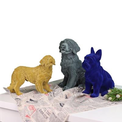 China Redeco Tabletop Home Decor Sculpture Art Ornament Resin Flocked Elegant Animal Dog New Product For Home Decoration for sale