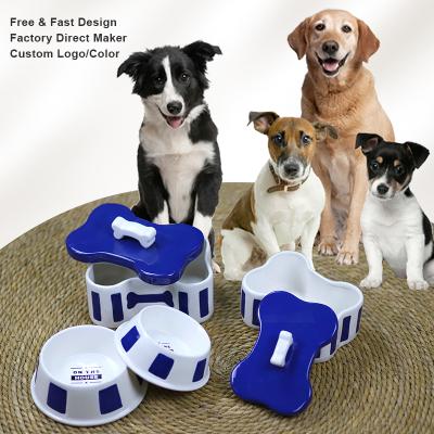 China Wholesale Original Viable Design Patent Cheap Portable Dog Bowls Blue With Lid Pet Container Ceramic Pet Bowls For Pet Products for sale