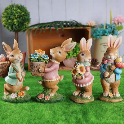 China Redeco Creative New Product Home Festival Decoration Resin Crafts Rabbit Ornaments Easter Yard Outdoor Yard Garden Animal Decorations for sale