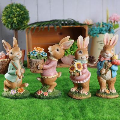 China Creative Redeco Newcomer Home Festival Decoration Resin Crafts Rabbit Ornaments Easter Yard Outdoor Yard Garden Animal Decorations for sale