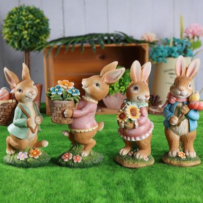 China Creative Modern Festival Home Decoration Redeco Resin Opens Rabbit Ornaments Easter Garden Outdoor Yard Animal Garden Decorations for sale