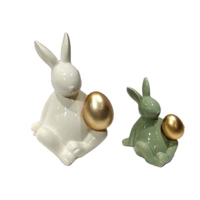 China Holiday Decorations Redeco Hot Sale Customized Rabbit Easter Luxury Gift Ceramic Easter Decoration For Home Decor for sale