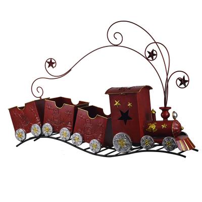 China Christmas Day Decoratiom RedecoHand Printing Customized Logo Christmas Decoration Train Set Accepted Christmas Decor Metal for sale