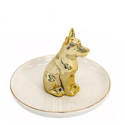 China Redeco Reusable Modern Ceramic Jewelry Holder Animal Personality Ring Holder Home Decor for sale