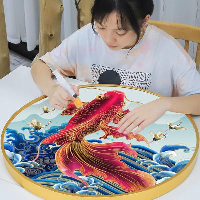 China New Design Abstract Fish 5d Diamond Painting Oil Canvas Diy Painting With Round Frame for sale