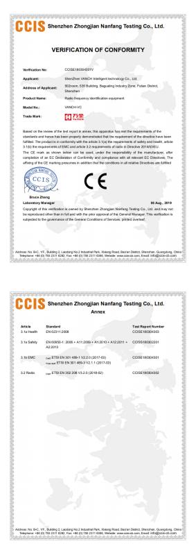 CE - Shenzhen Vanch Intelligent Technology Co., Ltd.