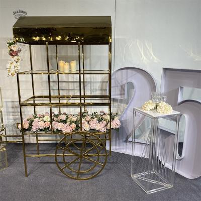 China New Hot Moden Design Metal Luxury Candy Cart With Wheels Wedding Candy Cart Party Decoration for sale