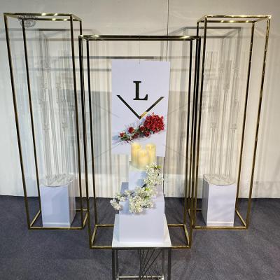 China Moden Professional Gold Metal Tall Flower Stand Wedding Centerpieces Flower Stand Wedding Decoration for sale