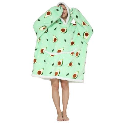 China Anti-pilling Customized Covering Customized Polyester Sherpa Flannel Hoodie Camping Oversized Wearable for sale