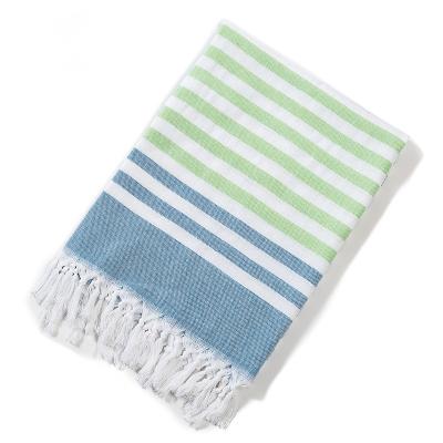 China Universal Compressed Gym Hammam Yoga Spa Turkish Bath Beach Towels Peshtemal Stripe for sale