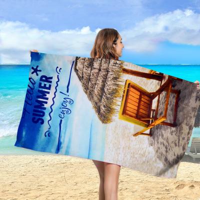 China BIG double 200gsm compressed duplex sided Hawaiian 3d fruit skull mermaid sand proof sandfree beach towel for sale