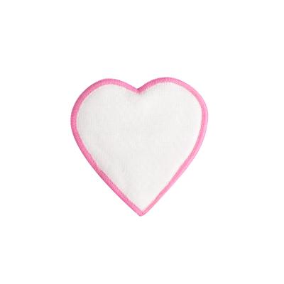 China Reusable Reusable Zero Waste Bamboo Heart Shape Makeup Remover Makeup Remover Pad Pink Oval Pink for sale