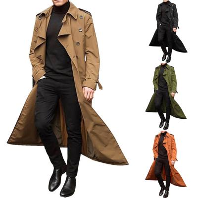 China Best Design Anti-wrinkle Men's Coat Solid Color Long Fashion Cross-Breasted Winter Trench Overcoat Men's Casual Jacket for sale