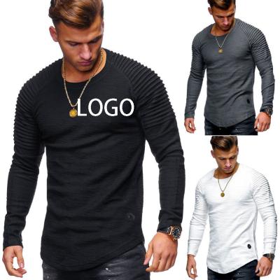 China Custom Amazon 2022 Custom Logo Stripe Long Sleeve Round Neck Viable Man T-shirts Casual Full Sleeve T-Shirt For Men Sweatshirt Wholesale for sale