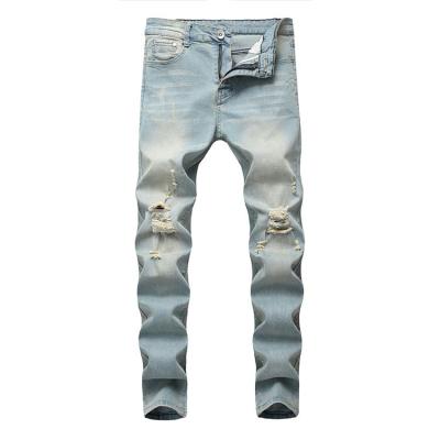 China Latest Design Solid Color Sustainable Slim Fit Men Ripped Jeans Fashion Men Casual Jeans Pants for sale