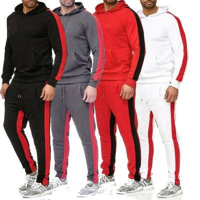 China Wholesale Autumn Winter Fashionable Long Sleeve Breathable Sweatshirt Over Sized Sport Wear Striped Hoodie and Men Sweatpants for sale