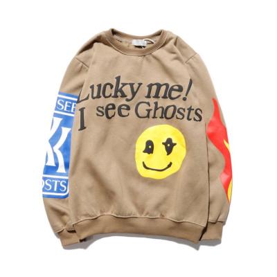 China Best Design Anti-Wrinkle Collar Letter Smile Face Print Men's Round Sweatshirts Shape Hip Hop Sweatshirt For Men for sale