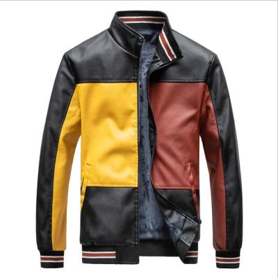 China Best Seller Stand Collar Patchwork Windproof Men Leather Tall Jackets And Coats Mens Winter Jackets Tall for sale