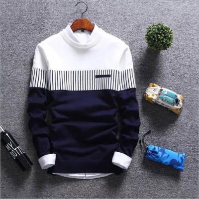 China Best Seller Breathable Knitted Black Plus Size Fashion Striped Wool Hooded Mens Crew Neck Turtleneck For Men Crewneck Sweatshirt Sweaters for sale