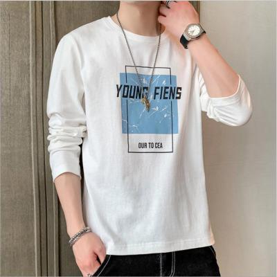 China 2021 Hot Selling QUICK DRY Printing T Shirt Autumn Round Collar Men's Long Sleeve T-shirt 100% Cotton for sale