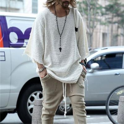 China Newest Design Solid Color Man Long Sleeve T Shirt 2021 Sustainable Trend Fashion Casual Loose Fit T Shirt Men for sale