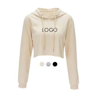 China Hot Selling Custom Sweatshirts Women Logo Printing Cotton Short Hoodie Anti-wrinkle In-stock Items Crop Top Hoodie for sale