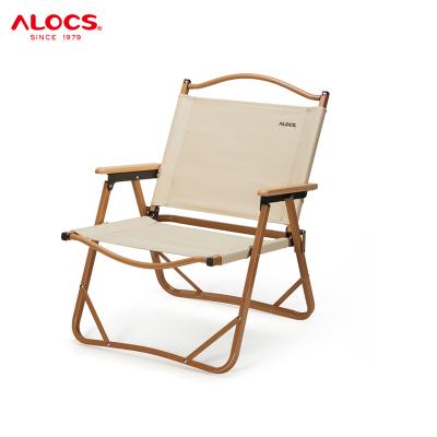 China Alocs Supplier Price Outdoor Portable Picnic Backrest Chair Solid Wood Foldable Camping Chair Solid Wood for sale