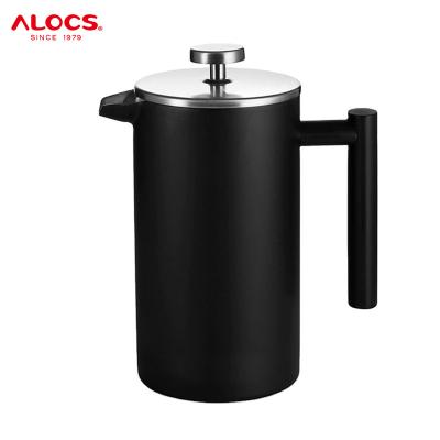 China Hotel Alocs Portable Stainless Steel Kitchen Press Coffee French Tea Maker With Filter Cup for sale