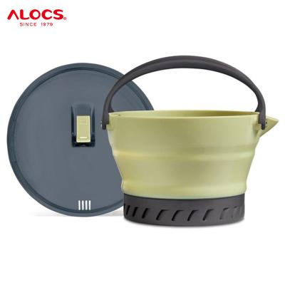 China Alocs Sustainable The Most High Quality Product 1.3L Travel Folding Cooking Pot Portable Camping Kettle For Outdoor for sale