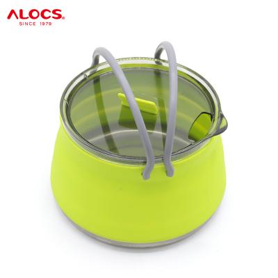 China Alocs Most Sustainable Product Stainless Steel Travel Folding Cooking Pot Collapsible Camping Portable Silicon Kettle For Outdoor for sale