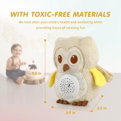 China White Noise Sound to Promote Best Sleep Baby Sound White Noise Machine, Baby Sleep Soother Rechargeable Toddler Night Light and Projector Stuffed Owl Toy for sale