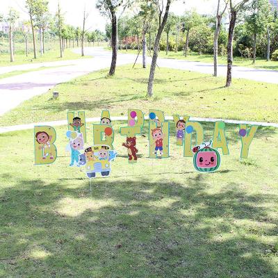 China New HXD Sign Listing Stakes Halloween 20Inch Wrinkled Letter Happy Birthday Sign The Yard With Stickers for sale