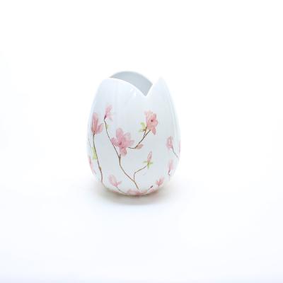 China Traditional European style stoneware ceramic flower vase with white reactive glaze for home decoration for sale