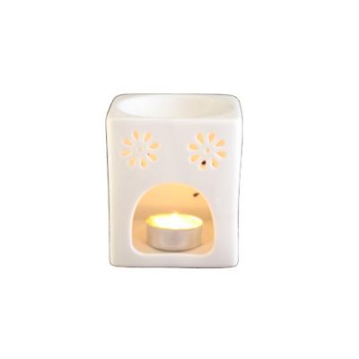 China Chinese Incense Porcelain White Incense Oil Burner With OEM Models Square Ceramic Aroma Oil Burner for sale