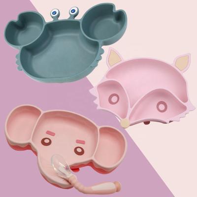 China BPA Food Grade Baby Elephant Dish Free Silicone Free Main Food Feeding Dinner Dish for sale