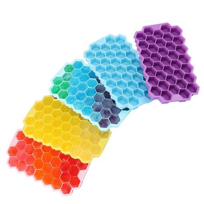 China Hot Sale Silicone Eco-friendly Ice Tray For Freezer Viable With Ice Honeycomb Shape 37 Holes Silicone Ice Cube Tray for sale