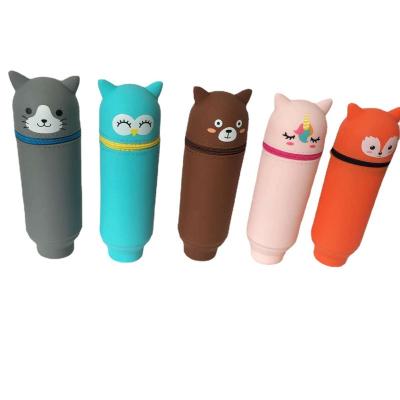 China 2021 Newest Animals Pencil Pouch Printing Logo Silicone Pencil Pouch Pen Pouch Custom Kids Pencil Pouch for sale