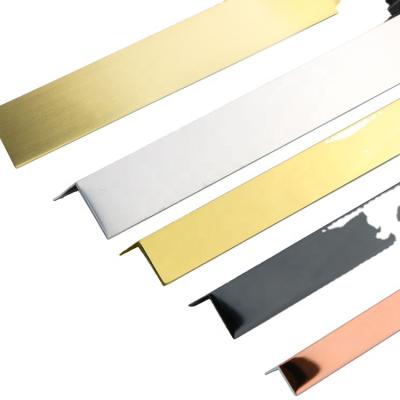 China Protection decorating the edges of stainless steel ceramic flooring decorative edging L shape junction panel tile corner trim transition profiles factory supply for sale