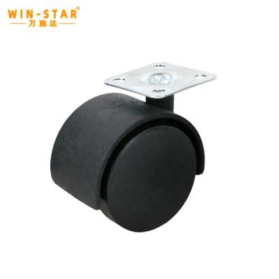 China Modern 1 inch black no-brake furniture wheel made of nylon in China for sale