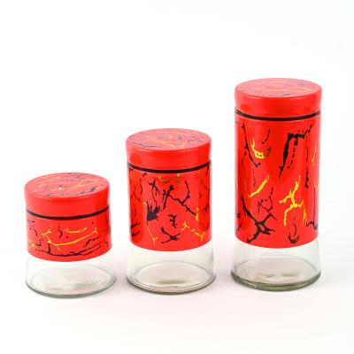 China Red 3 Piece Spice Containers Set Sustainable Kitchen Bottles Spice Jars With Herb Lids And Spice Tools for sale