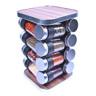 China 16 Pcs Sustainable Glass Herb Spice Pepper Jar Seasoning Bottle Kitchen Supplies With Spice Rack for sale