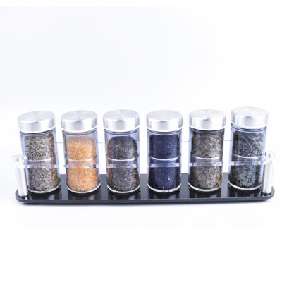 China Viable Factory Supplied 6pcs 100ml Household Salt Spice Bottle Set With Condiment Holder for sale