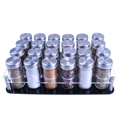 China Viable Wholesale 24pc Glass Salt Spice Bottle Set with Seasoning Rack for Home and Kitchen for sale