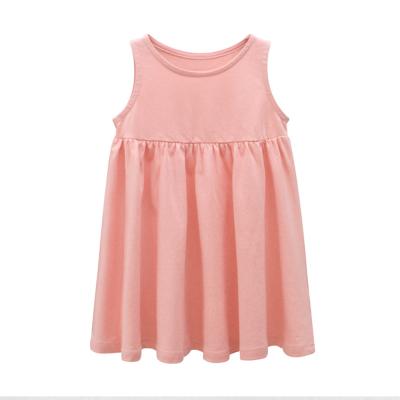 China New Boutique Anti-Shrinkage Summer Mudkingdom Girls Dress Kids Dress Sleeveless Solid Color Pink Dress for sale